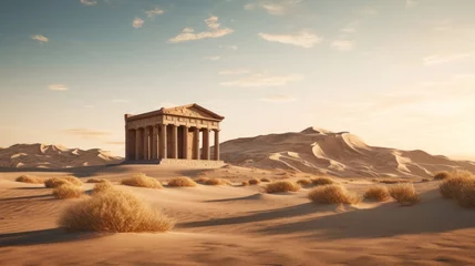 Foto op Canvas Desert landscape encircles Greek temple sand dunes meet columns © javier