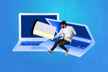 Creative 3d photo artwork graphics collage painting of hacker stealing bank information isolated...