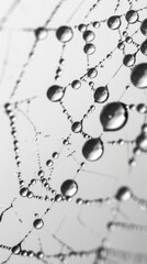 Obraz premium Close-up of water droplets on spider web