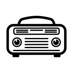 black vector radio icon on white background