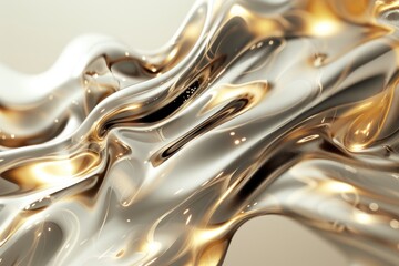 Abstract gold liquid. Golden wave background