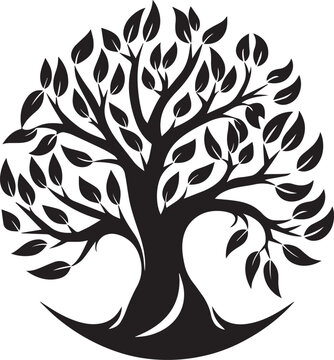 a simple logo for a tree, north mythology, black on white icon black on white background, clean, simple, 