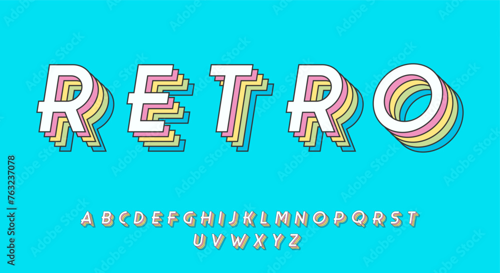 Fototapete retro style display font vector