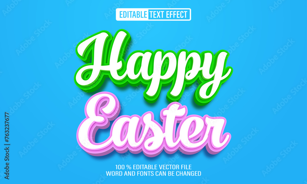 Aufkleber editable 3d text style effect - happy easter text effect template