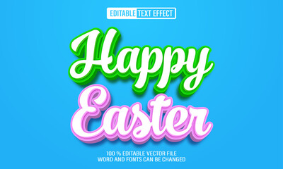Editable 3d text style effect - Happy Easter text effect Template
