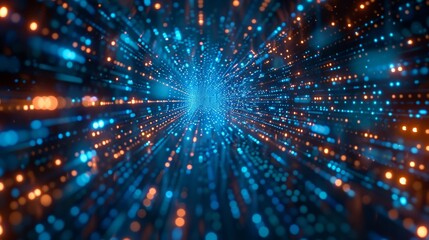 An animated rendering of an advanced grid system, showcasing digitized information moving within a lively azure range, symbolizing the contemporary design of interconnected tech and computerization