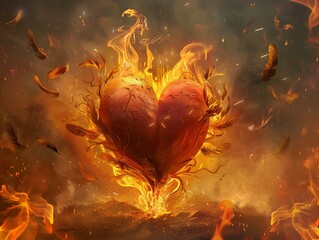 A heart engulfed in flames of passion and surrounded by feathers of wisdom.