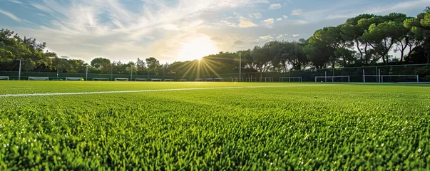 Tuinposter Maintenance of green sports fields and pitches using sustainable resources and practices. © WARIT_S