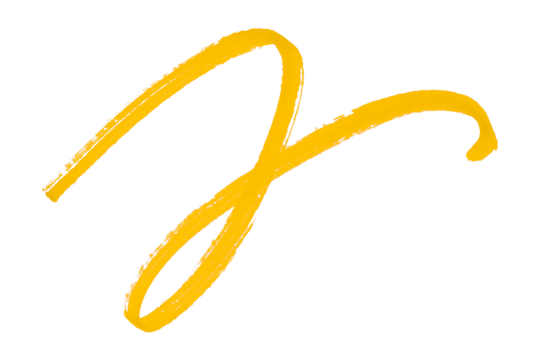 Yellow stroke brush isolated on transparent background.