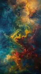 Abstract cosmic texture with swirling colors