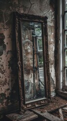 Fototapeta na wymiar Ornate mirror in an abandoned building