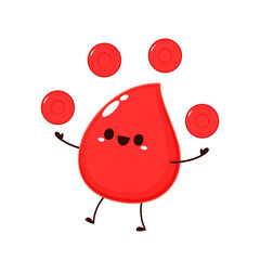 Red Blood Drop Cartoon Character. Vector Illustration Flat Design Isolated On Transparent Background. Red Blood Cell Mascot.