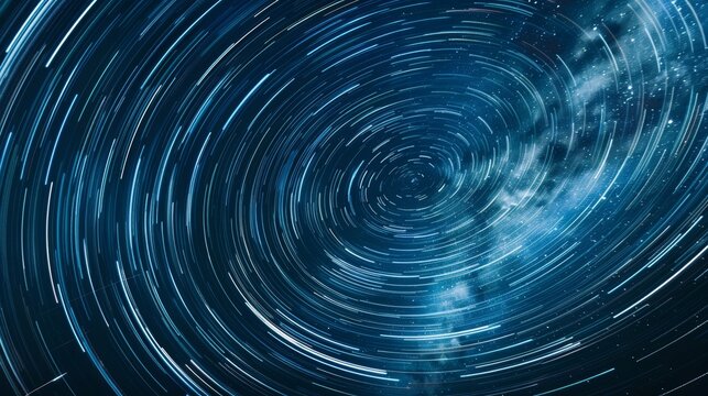 Long-exposure star trails in night sky