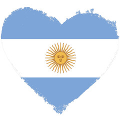 Argentina flag in heart shape isolated on transparent background.