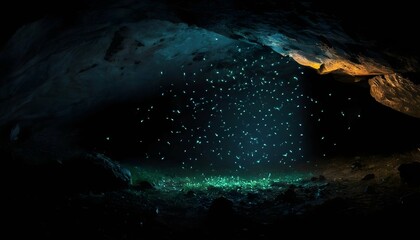 Fireflies Illuminating The Darkness Of A Cave Upscaled 3