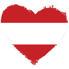 Austria flag in heart shape isolated on transparent background.