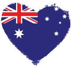 Australia flag in heart shape isolated on transparent background.