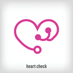 Creative heart health sign design. Healthcare and stethoscope together logo template. vector.