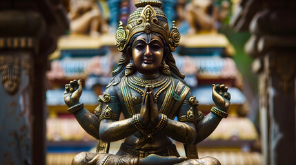 Fototapeta na wymiar Sacred Idol of Iyappa Swamy: A Manifestation of Divine Austerity and Compassion