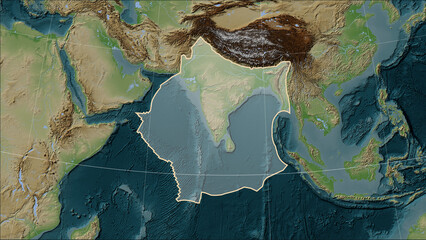 Indian tectonic plate on the map