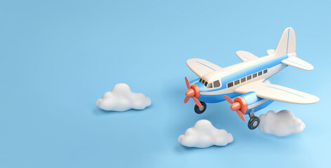 Vintage airplane in toy 3D style on clean background - 763242647