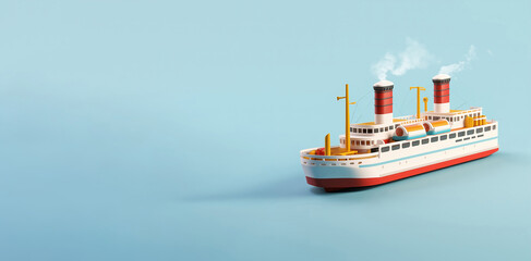 Vintage sea ship steamer in toy 3D style - 763242655