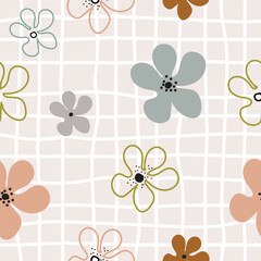 Seamless cute hand drawn floral  pattern background