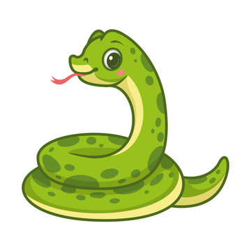 Cute snake cartoon vector illustration