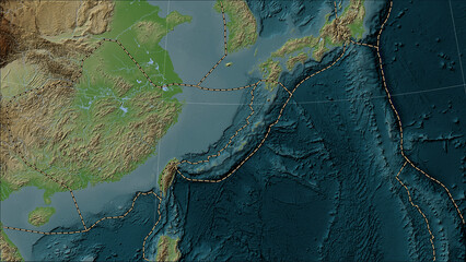 Okinawa plate - boundaries on the map