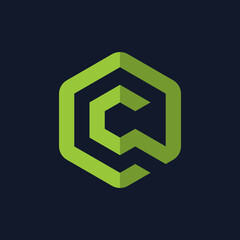 Geometric hexagon letter C logo design template