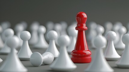 Group of White and Red Chess Pieces Strategic Battle