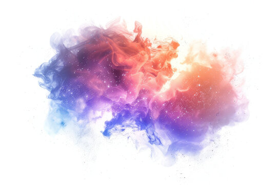 colorful nebula, with swirling clouds of gas and dust forming new stars against a plain white backdrop