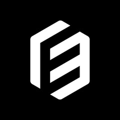 Negative space letter E logo design template