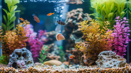 coral reef with fish in an aquierium