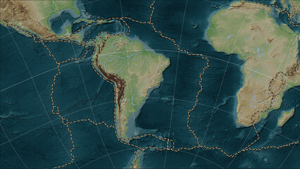 South American plate - boundaries on the map