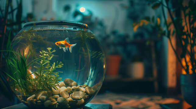 small aquarium with fish