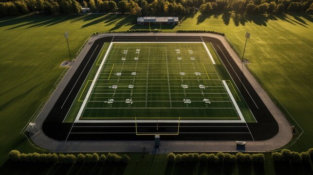 drone shot photo of football field construction