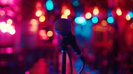 Closeup of a Dynamic Vocal Microphone