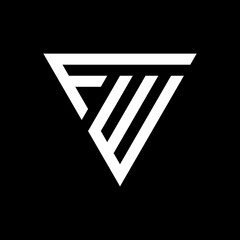 Triangle letter F W logo design template