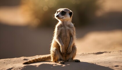 A Meerkat Sitting In A Patch Of Sunlight Upscaled 3