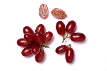 bunch of red grape on white background