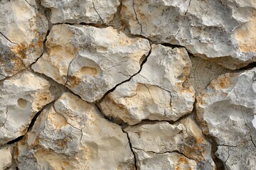 Close-up of a rugged rock surface with intricate natural patterns and fissures