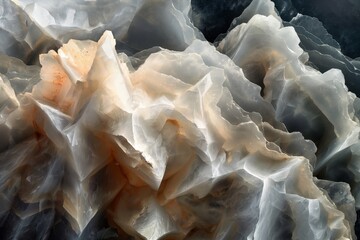 Close-up of an intricate mineral surface resembling icy mountains