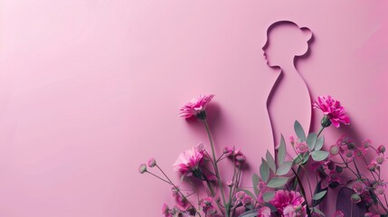 Obraz premium Pink Flowers Vase Next to Pink Wall