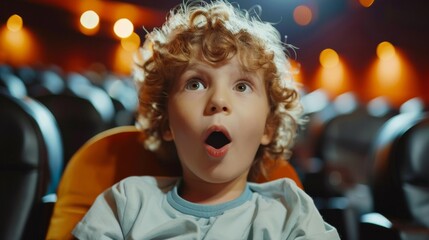 Astonished Little Boy Sitting in Chair