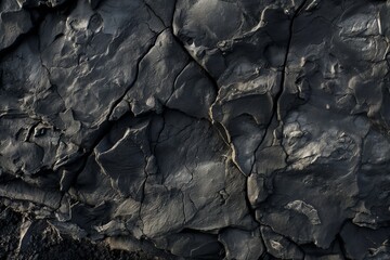 Close-up of a black lava rock texture forming an abstract natural background
