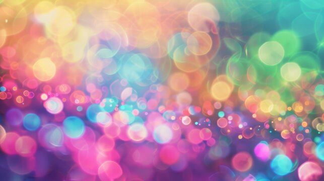 An abstract, dusted holographic background featuring multicolored light leaks and prism colors, creating a retro, vintage look with a creative defocused effect and a blurred glow 