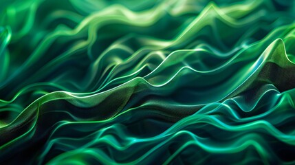 Fototapeta premium Colorful panorama banner with dynamic neon green waves texture for web backgrounds.