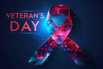 Foto op Plexiglas Red and Blue Ribbon With Veterans Day © Rene Grycner