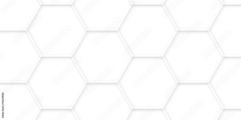 Poster 3d hexagonal structure futuristic white background and embossed hexagon abstract with hexagon backgr
